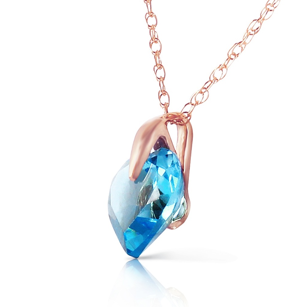 14K. SOLID GOLD NECKLACE WITH NATURAL BLUE TOPAZ - Picture 1 of 6